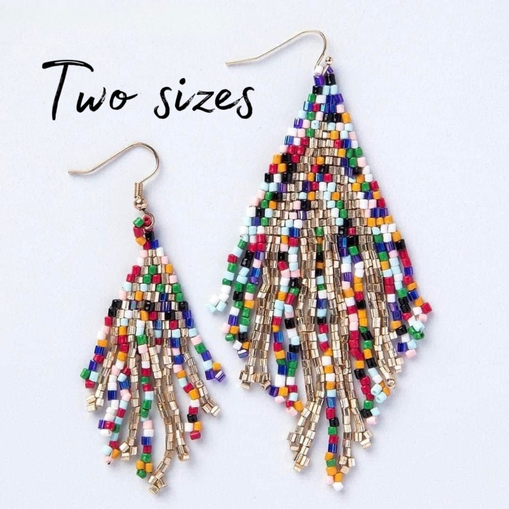 NEW Colorful Beaded Dangle Earrings - 2 SIZES